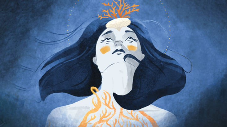 illustration d'une femme qui regarde vers le haut