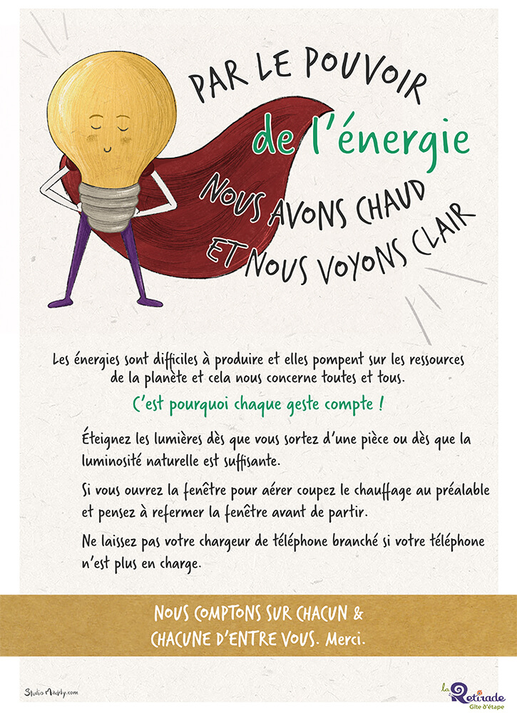Affiche avec une ampoule pour l'économie d'énergie