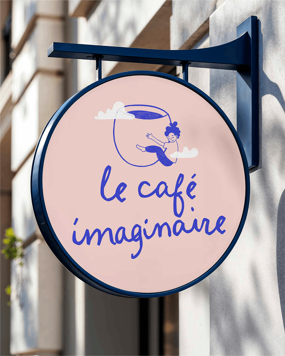 Le café imaginaire-logo sur le drapeau