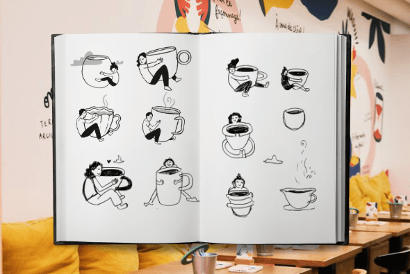 mockup-croquis carnet de croquis dessiné par Justine Guillaud
