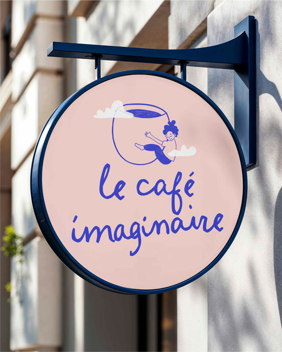 Image-carré Maquette de l'enseigne du café imaginaire